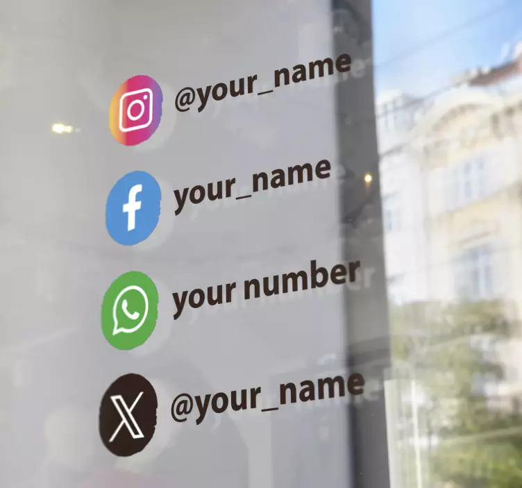 Schaufenster Aufkleber personalisierte soziale Medien-Logos - TenStickers