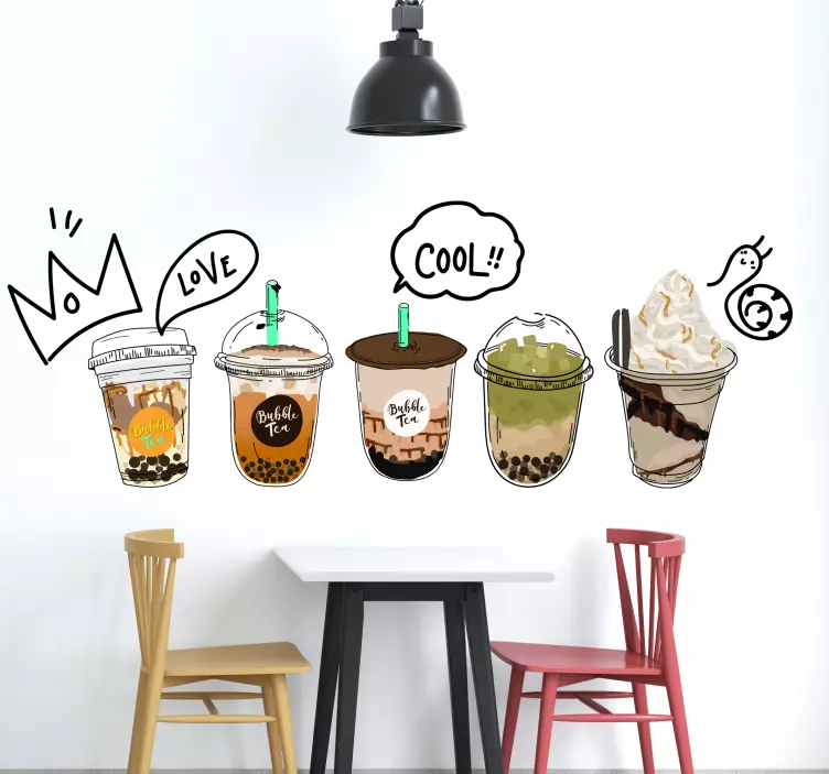 Wandtattoo Text Sammlung bubble tea - TenStickers