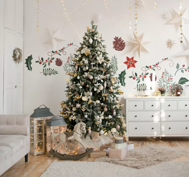 Weihnachtssticker Weihnachtsblumenset - TenStickers