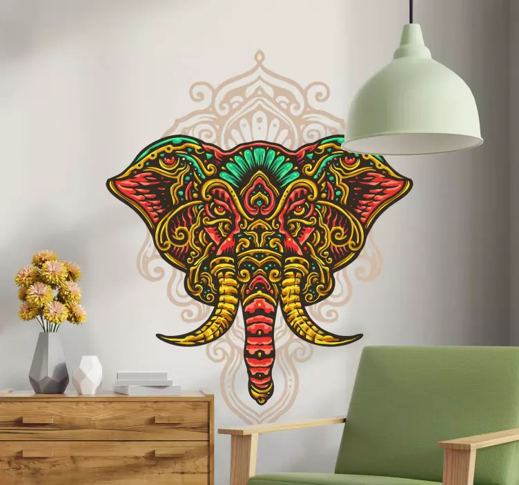 Wandtattoo Wildes Tier Dambulla Elefanten Mandala - TenStickers