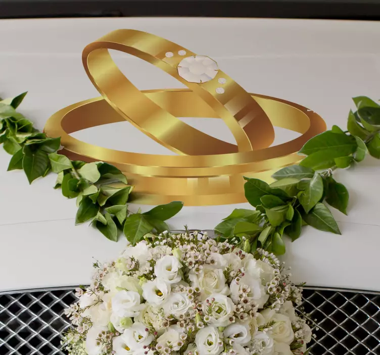 Autoaufkleber Hochzeit Gold Ringe - TenStickers