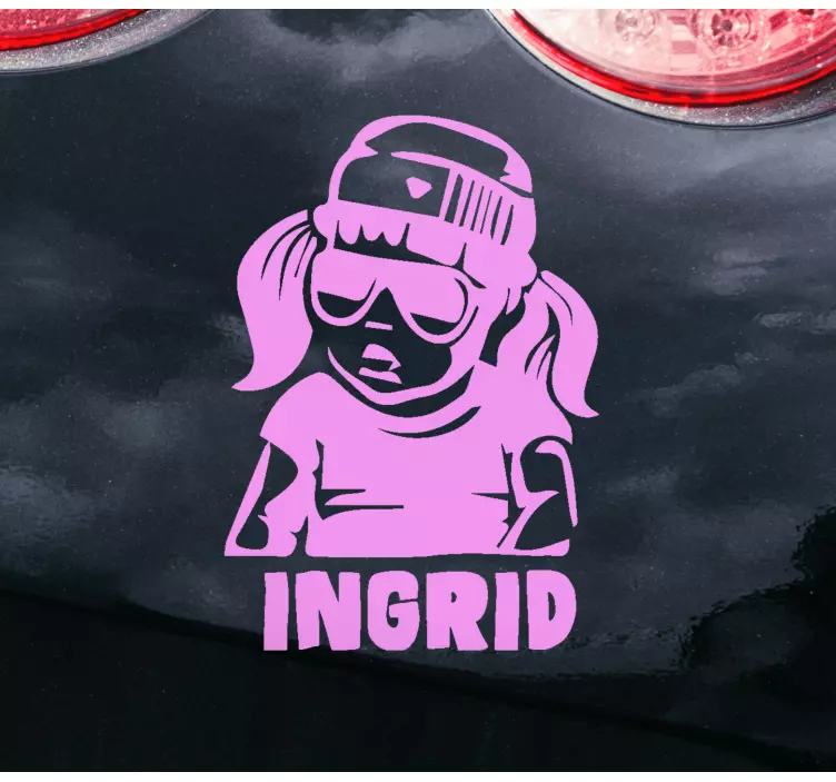 Baby on board aufkleber coole mädchenfigur - TenStickers