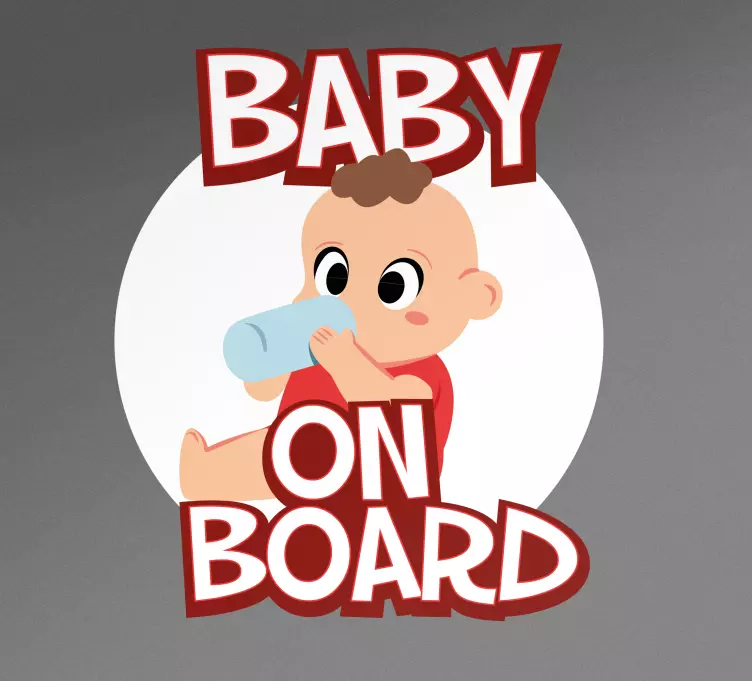 Baby on board aufkleber mit süßem babytrinkend - TenStickers