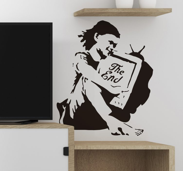 Banksy End TV Mädchen Wandtattoo - TenStickers