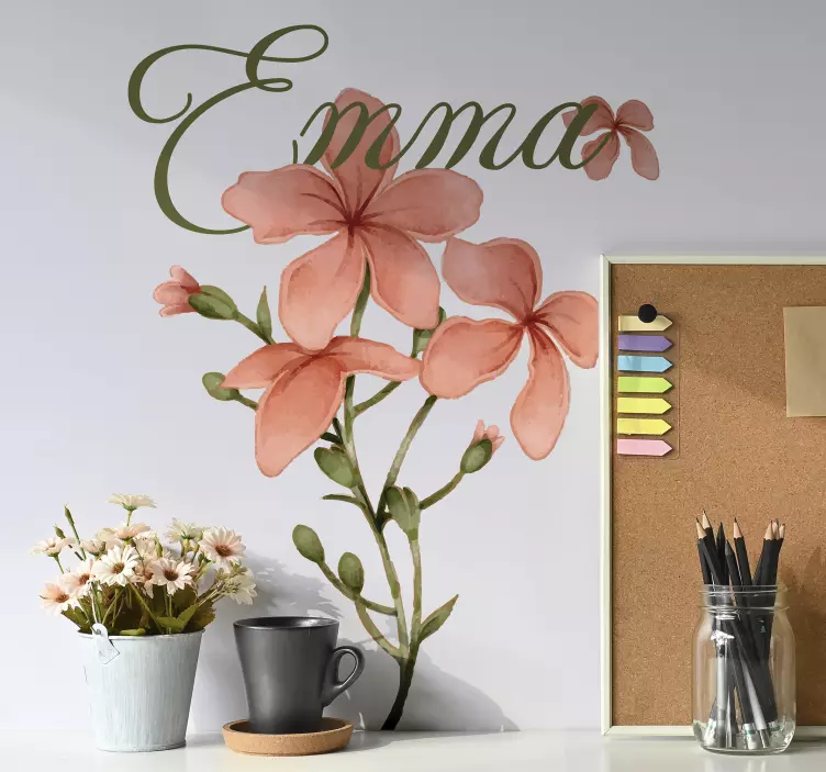 Wandtattoo Blume personalisiertes blumendesign - TenStickers
