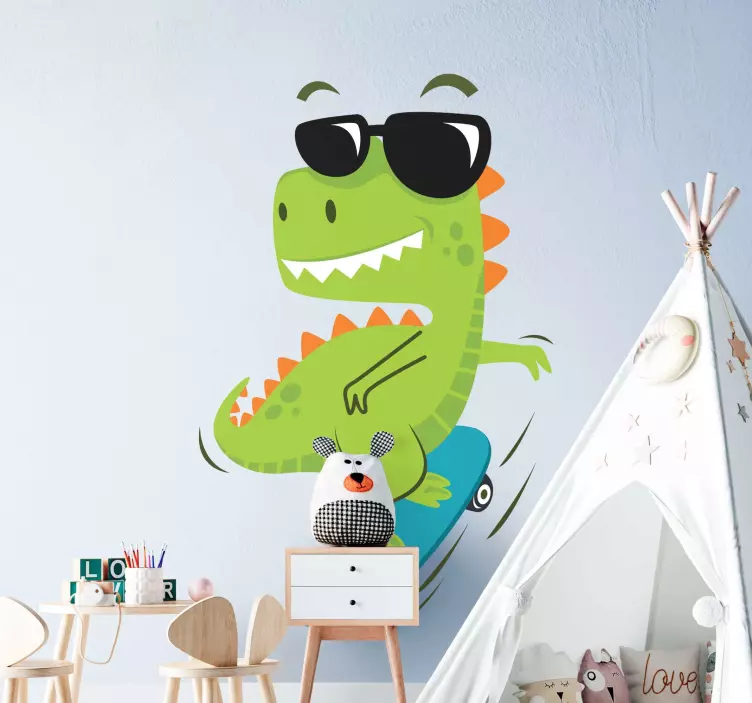Wandsticker Dinosaurier Dino mit brille auf - TenStickers