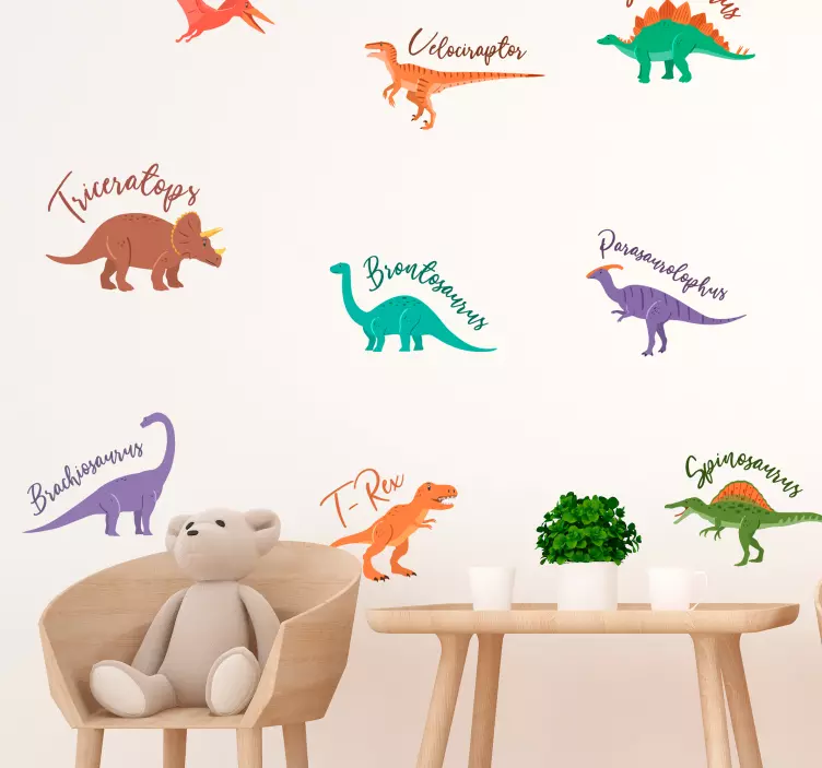 Dinosaurier mit namen wandaufkleber - TenStickers