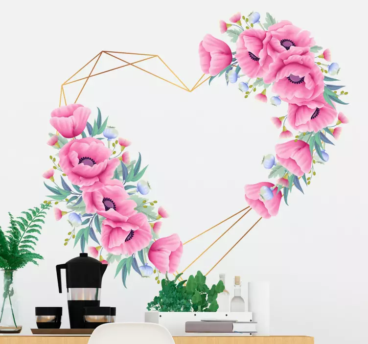 Blumen Herz Liebe Aufkleber - TenStickers