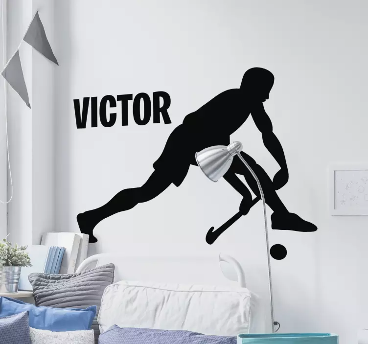 Wandtattoo Jugendzimmer Feldhockeyspieler mit Namen - TenStickers