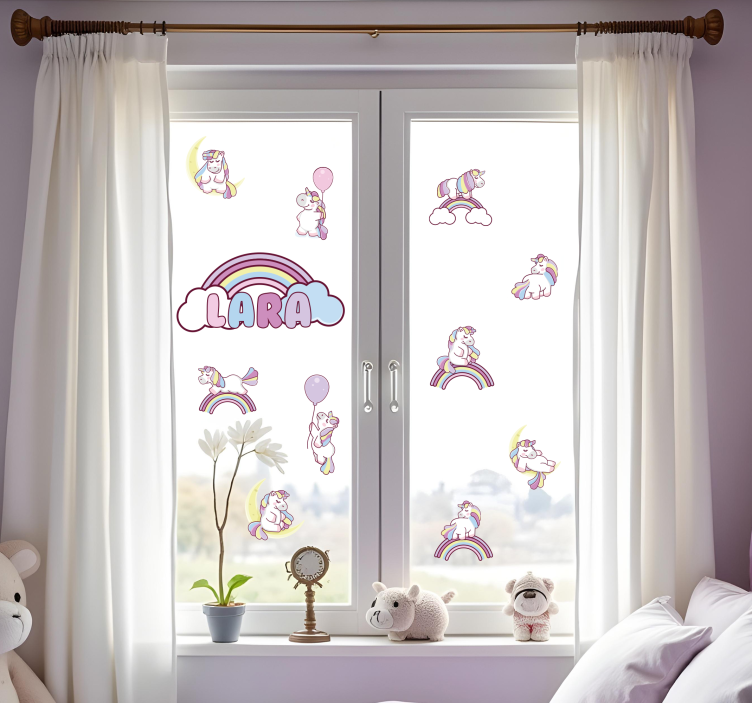 Fensteraufkleber einhörner und regenbögen - TenStickers