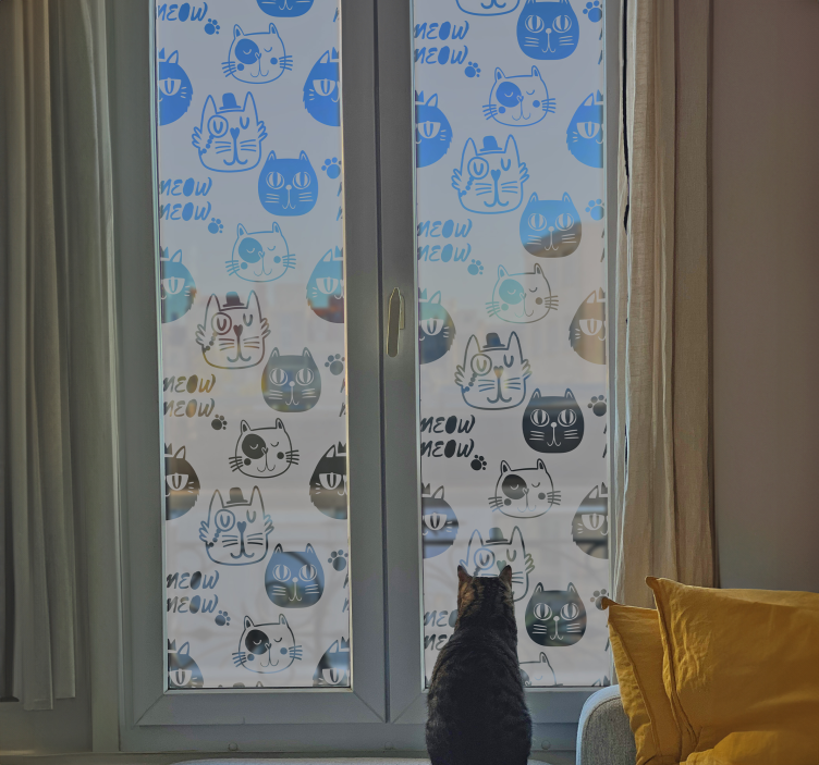 Fensteraufkleber kopf der katzen - TenStickers