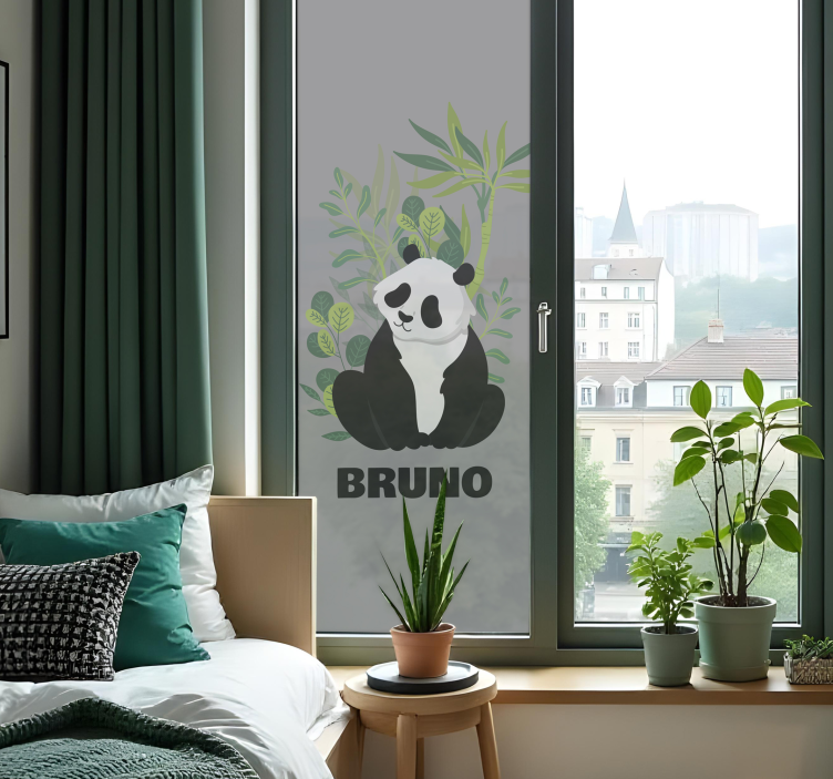 Fensteraufkleber personalisierter panda - TenStickers