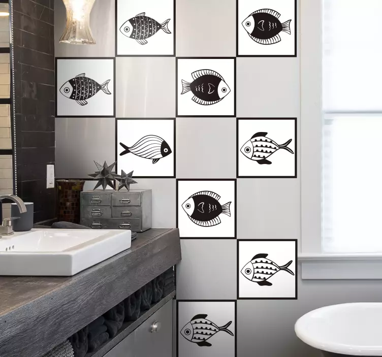 Fliesenaufkleber Schönes Fischmuster - TenStickers