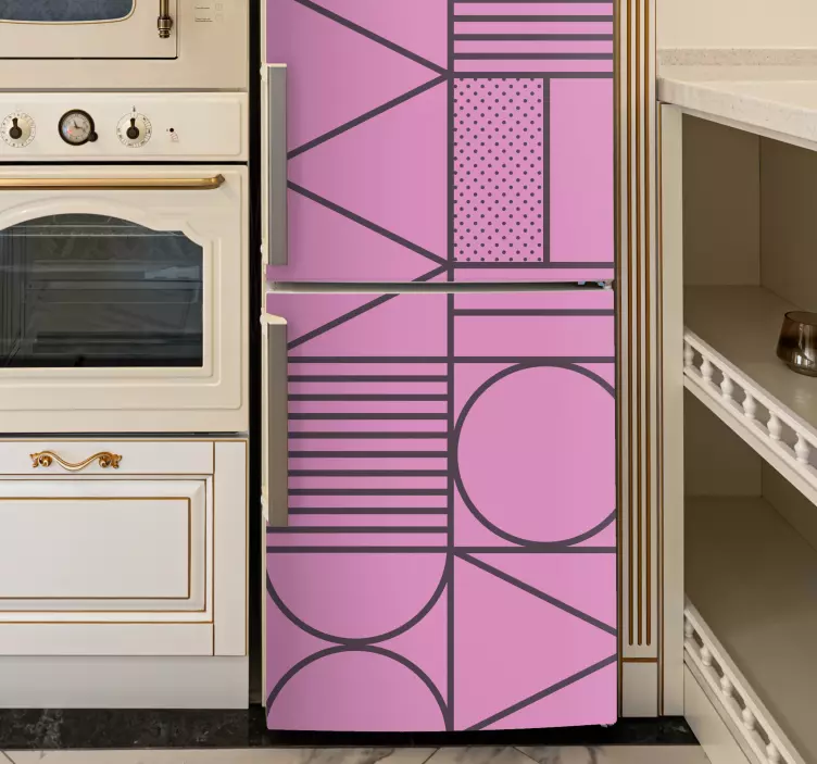Folie Kühlschrank geometrisches rosa arrangement - TenStickers