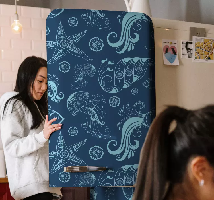 Folie Kühlschrank ozeanisches meeresleben - TenStickers