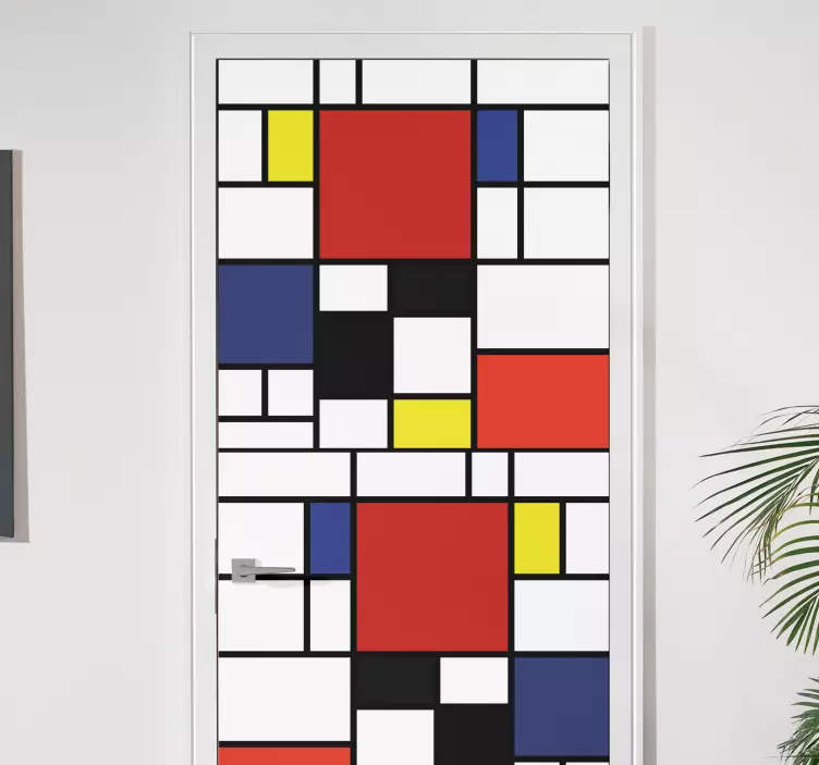 Folie Tür mondrian geometrische blöcke - TenStickers