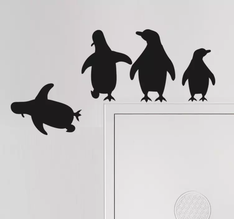 Folie tür freude der pinguin familie - TenStickers