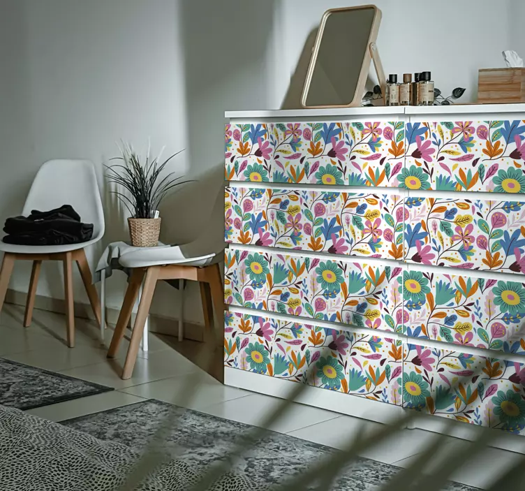 Origineller frühlingsblumen möbel aufkleber - TenStickers