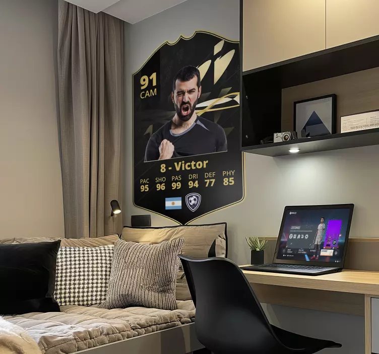 Wandtattoo Fußball schwarze und goldene karte - TenStickers