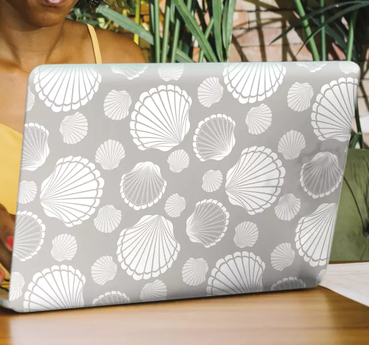 Graue und weiße muscheln laptop-aufkleber - TenStickers