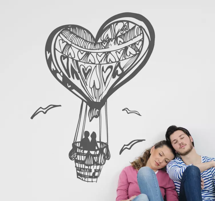 Herz Heißluftballon Aufkleber - TenStickers