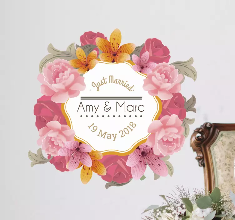 Hochzeitsaufkleber Floraler Rahmen - TenStickers