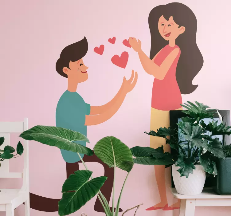 Hochzeitsticker paar heiratsantrag herzen - TenStickers