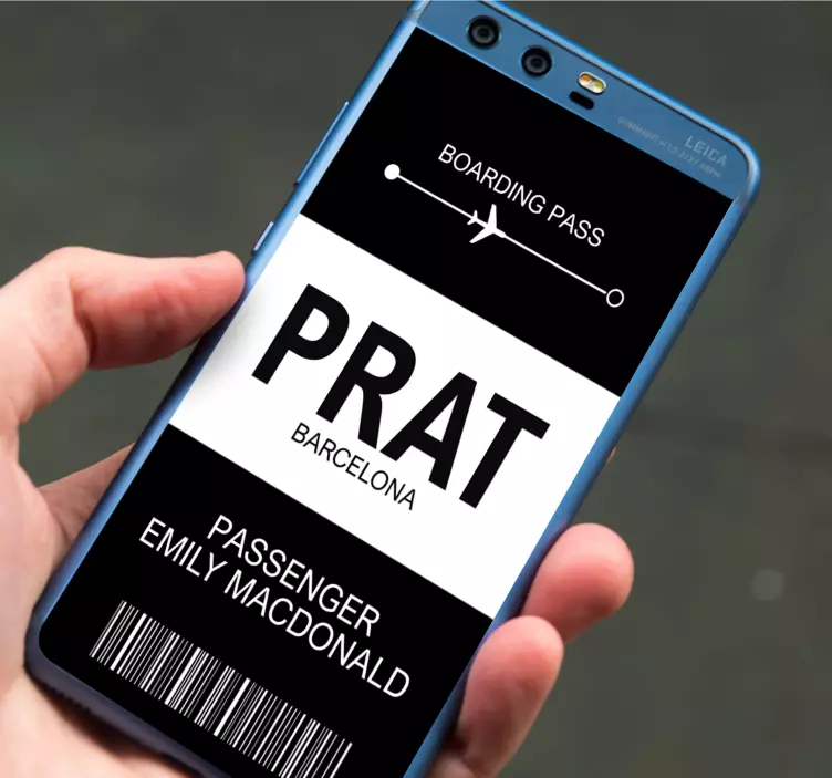 Sticker Huawei Anpassbares Flughafen Flugticket - TenStickers