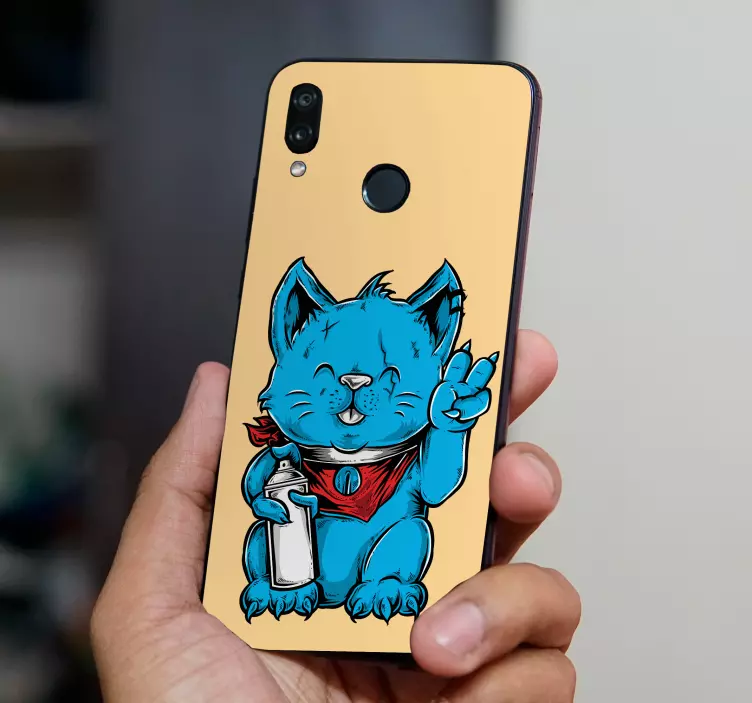 Huawei Sticker blaue katzenillustration - TenStickers