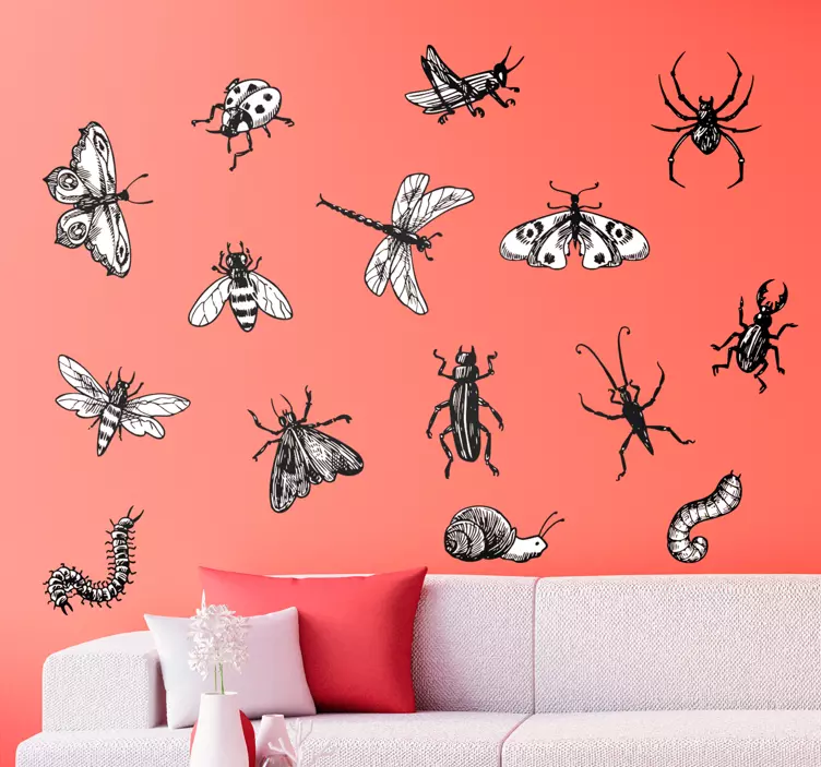 Insekten-set wohnzimmer wandaufkleber - TenStickers