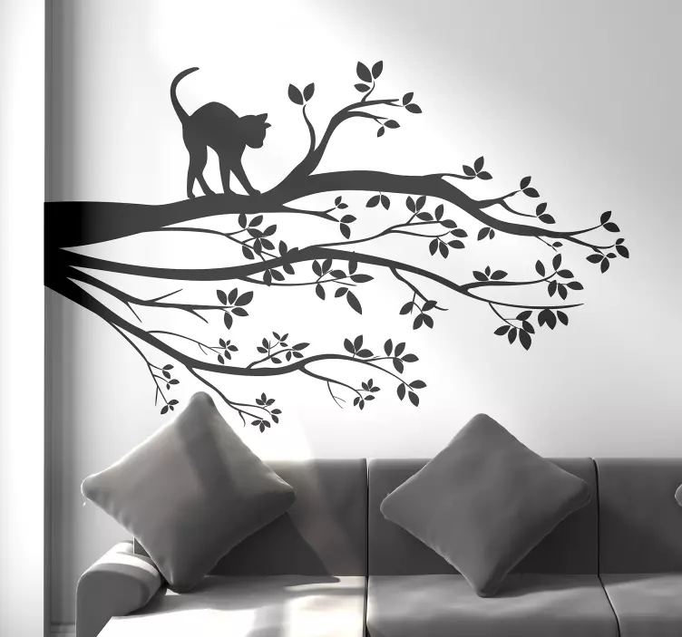 Katze in Baum Wand Aufkleber - TenStickers