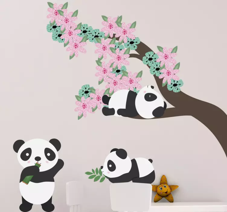 Katzen sticker verspielter panda clan - TenStickers