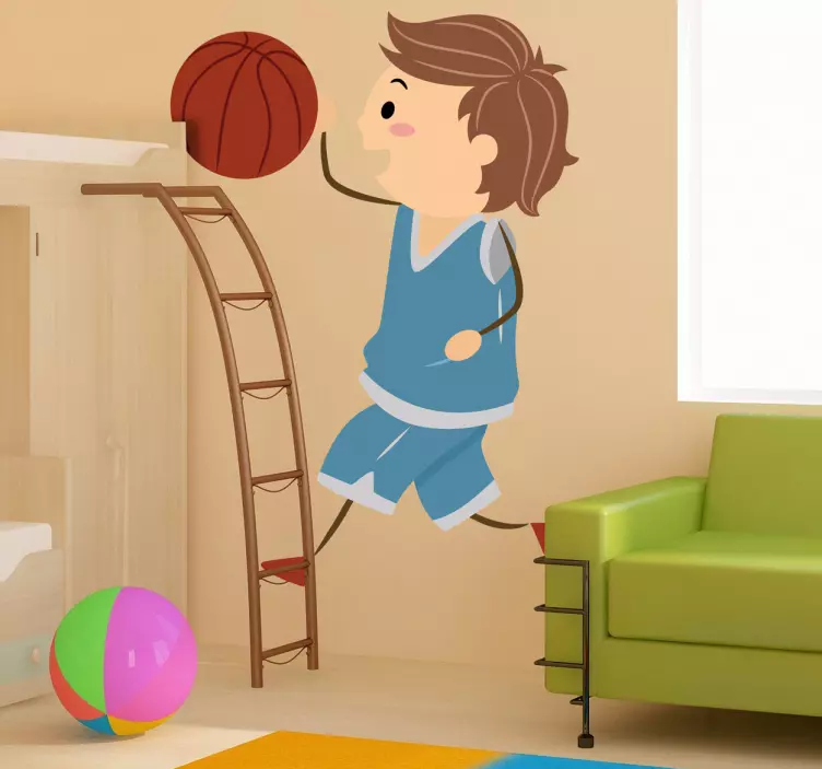 Wandsticker Junge mit Basketball - TenStickers