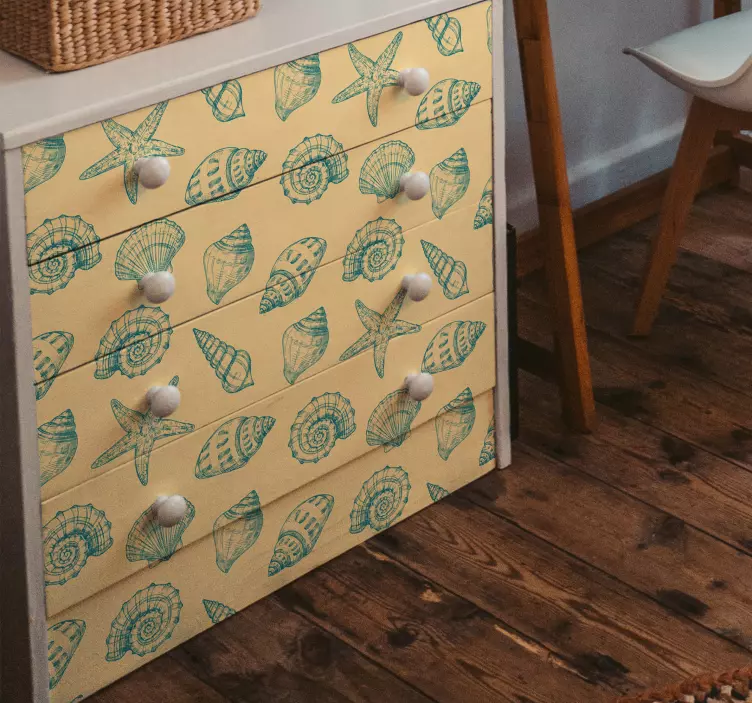 Klebefolie Möbel handgezeichnet muscheln und seesterne - TenStickers