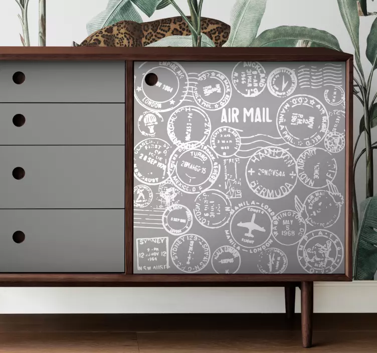 Klebefolie Möbel Vintage reisestempelmuster - TenStickers