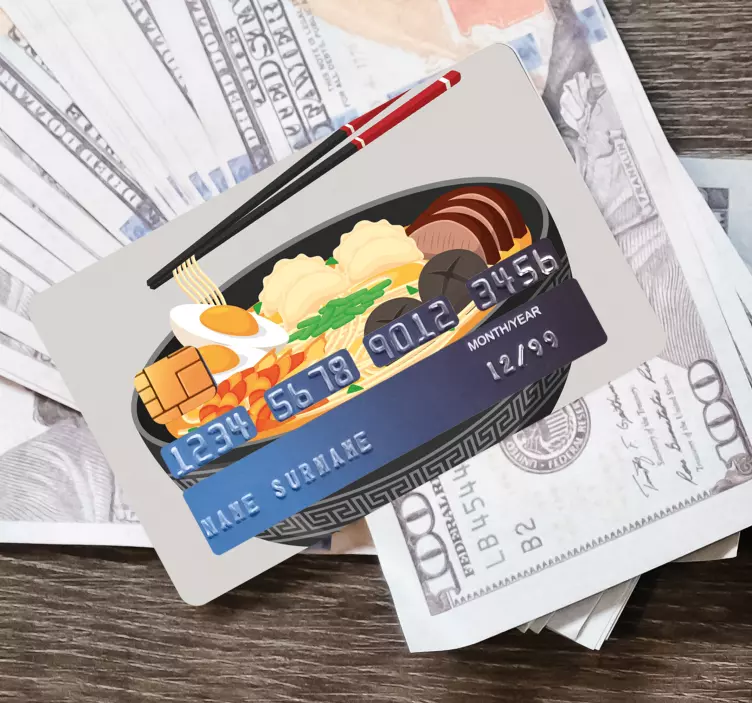 Kreditkarte aufkleber sushi schüssel illustration - TenStickers