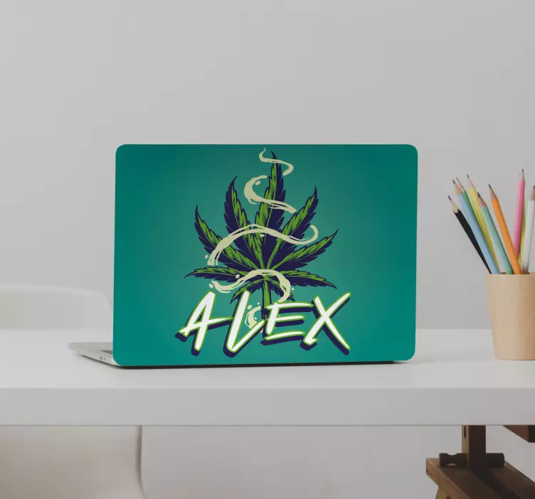 Laptop Aufkleber marihuanablatt mit namen - TenStickers