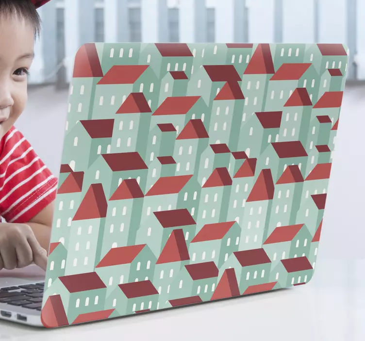 Laptop Aufkleber buntes hausmuster - TenStickers