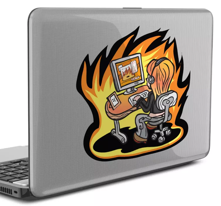 Laptop Aufkleber Informatiker in Flammen - TenStickers