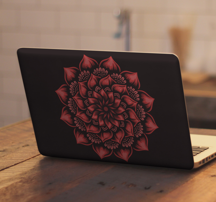 Laptop aufkleber mit rotem blumenmuster - TenStickers