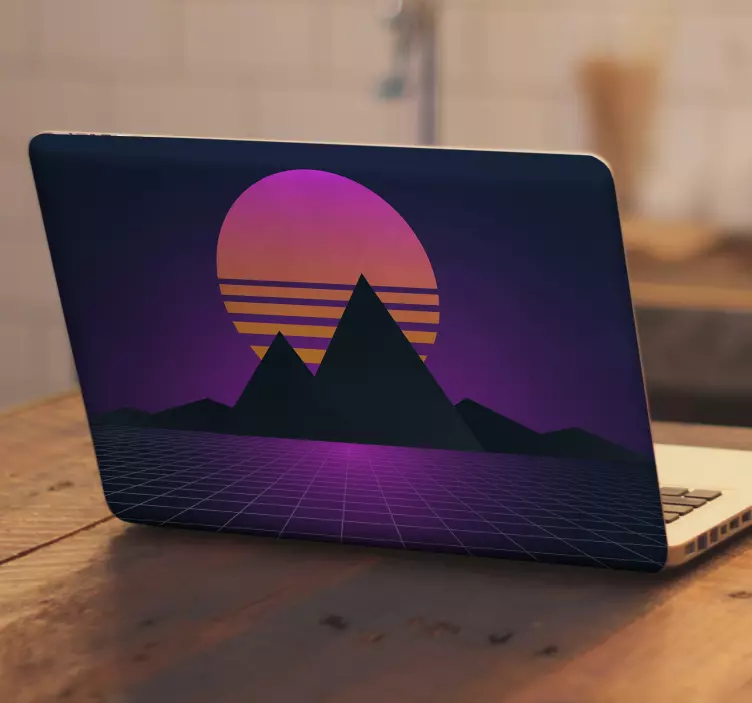 Laptop Aufkleber retro-sonnenuntergangsgipfel - TenStickers