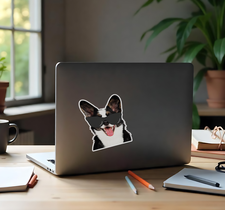 Laptop Aufkleber sonnenbrille lustiger hund - TenStickers