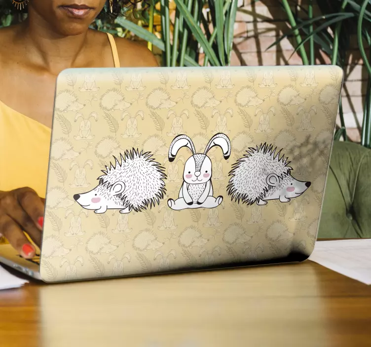 Laptop Aufkleber süßes tiertrio - TenStickers