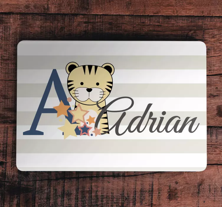 Laptop aufkleber mit individuellem baby-tiger - TenStickers