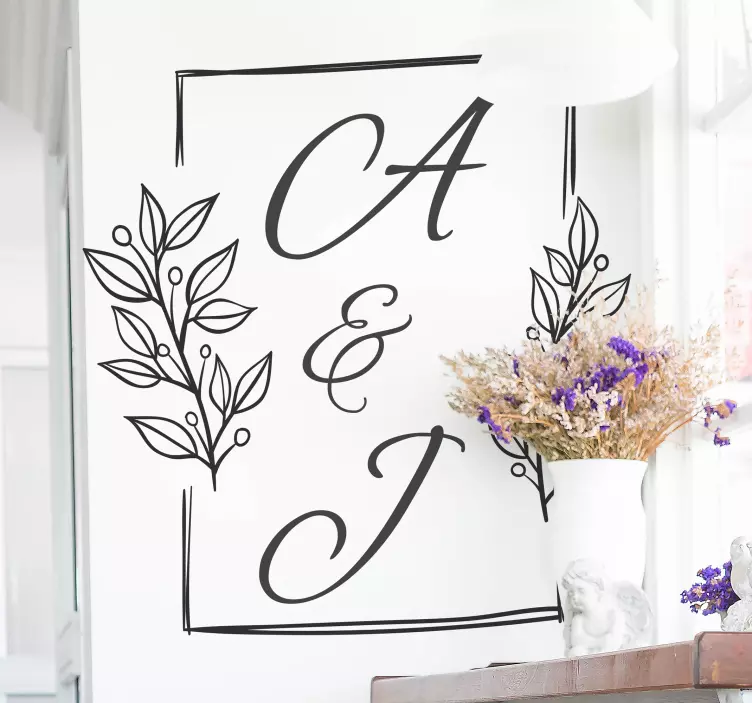 Liebe Sticker anpassbare paarinitialen - TenStickers