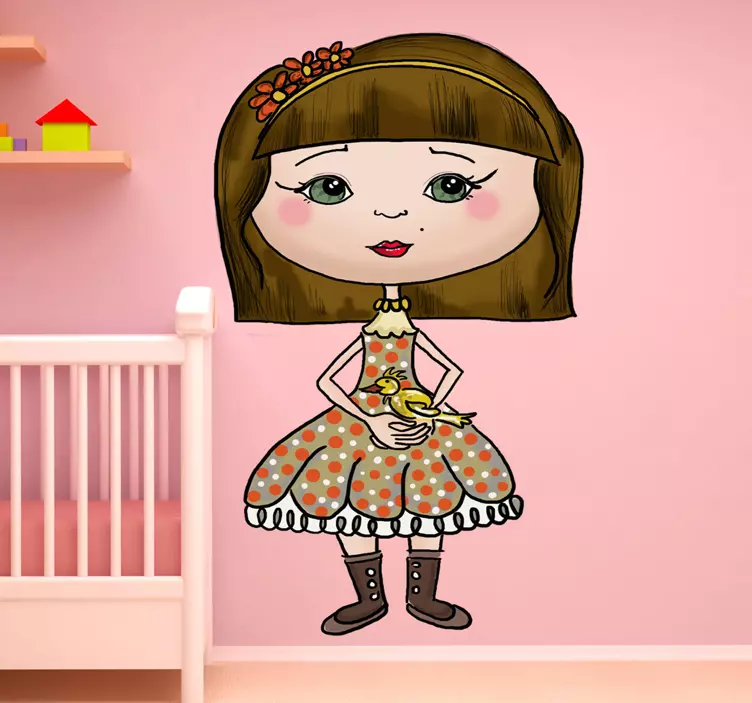 Mädchen mit Vogel Aufkleber - TenStickers