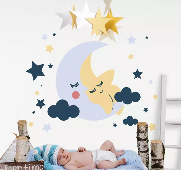 Mond und Sterne Wandaufkleber - TenStickers