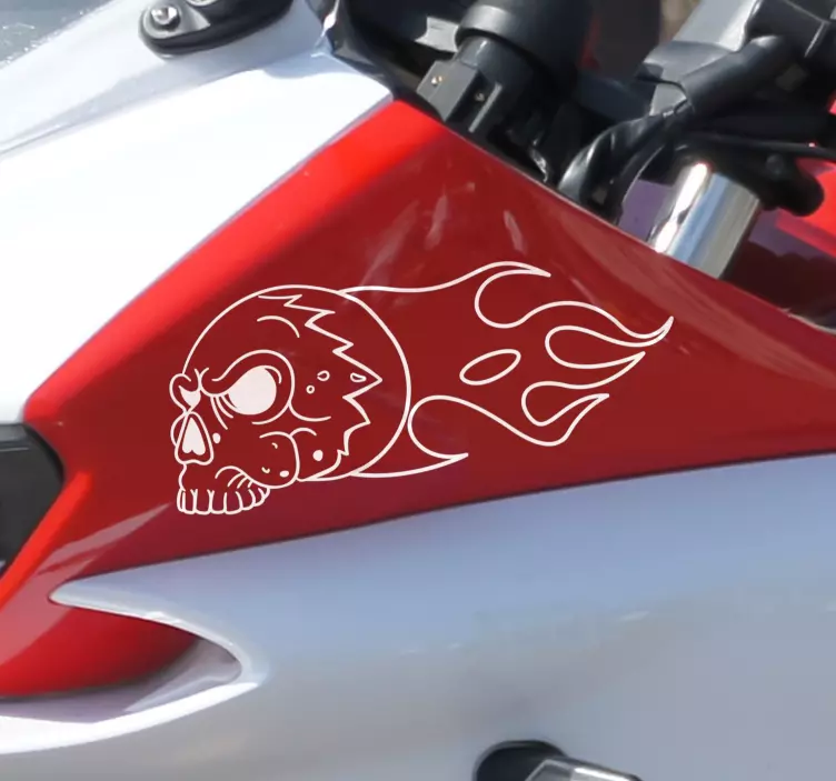 Motorrad Aufkleber set mit flammenden totenköpfen - TenStickers