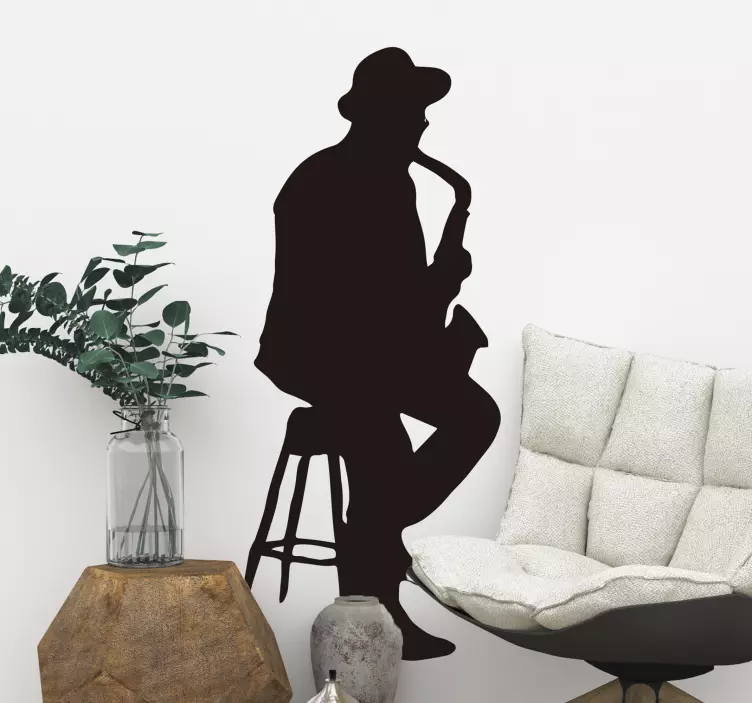 Musikalisches Wandtattoo saxophonisten-silhouette - TenStickers