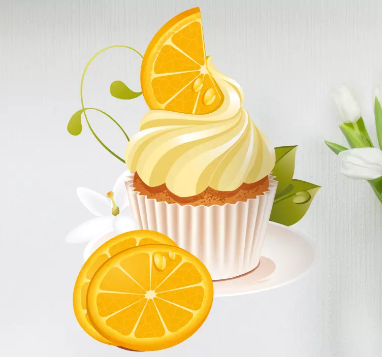 Orangen Cupcake Aufkleber - TenStickers